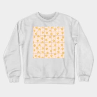 Cute Yellow Flowers on a warm neutral grid danish pastel aesthetic Crewneck Sweatshirt